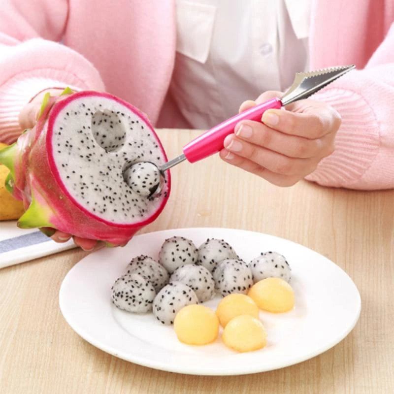 2 In 1 Fruit Carving Tool Multifunctional Dig Scoop With Fruit Carving Knife