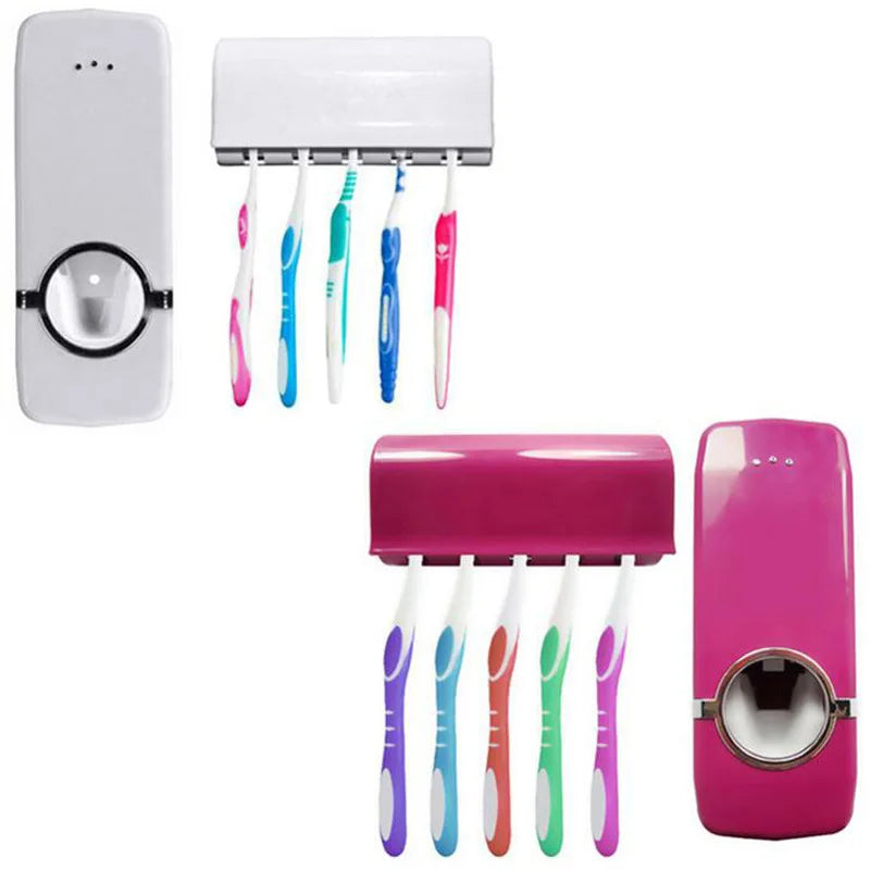 Best Quality Set of Toothpaste Dispenser & Brush Holder - White