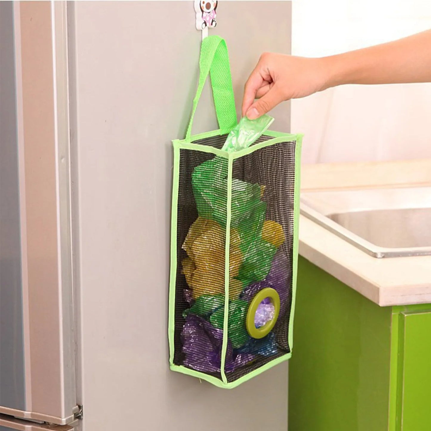 Multi-Purpose Hanging Shopper Dispenser Holder & Organizer Bag