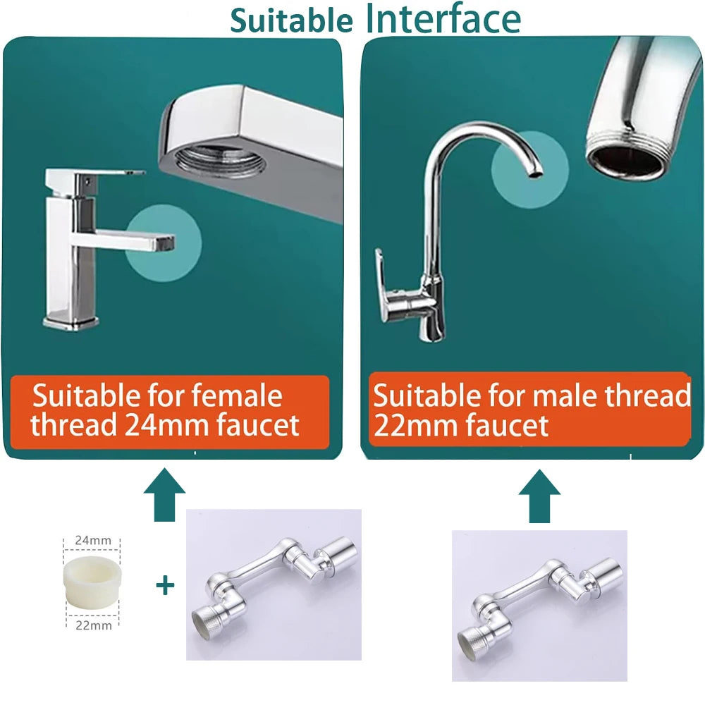 1080° Rotation Faucet Aerator Splash Dual Mode