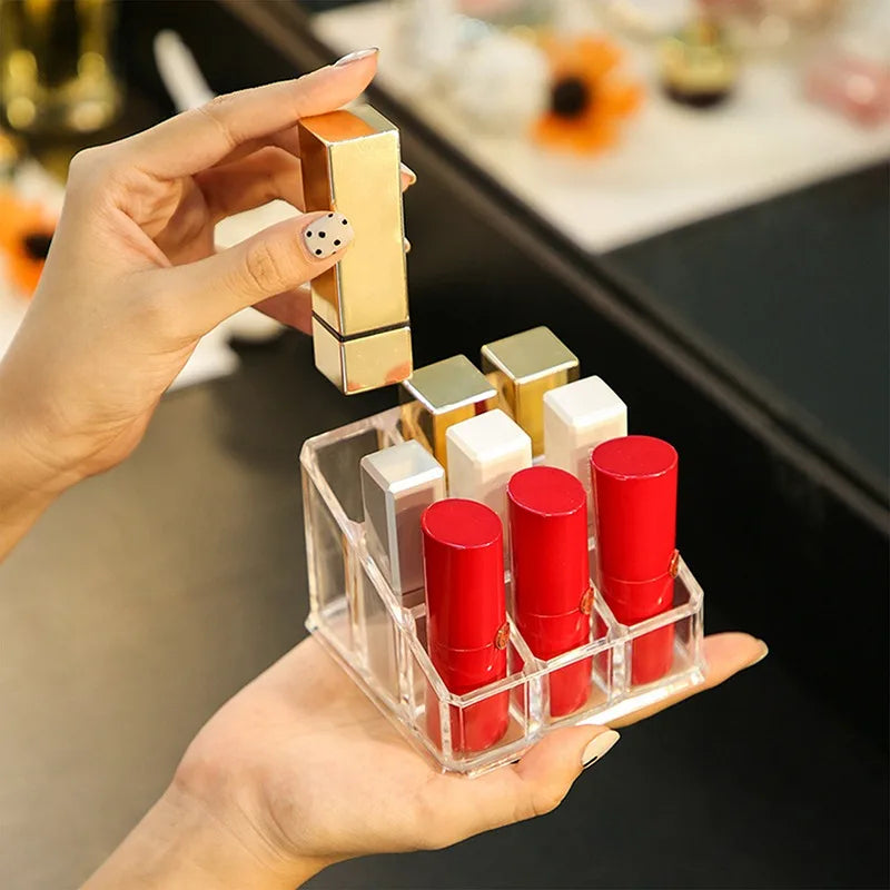 9 Grids Lipstick Acrylic Display Storage Box Transparent Makeup Organizer