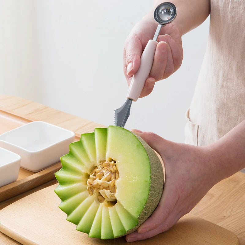 2 In 1 Fruit Carving Tool Multifunctional Dig Scoop With Fruit Carving Knife