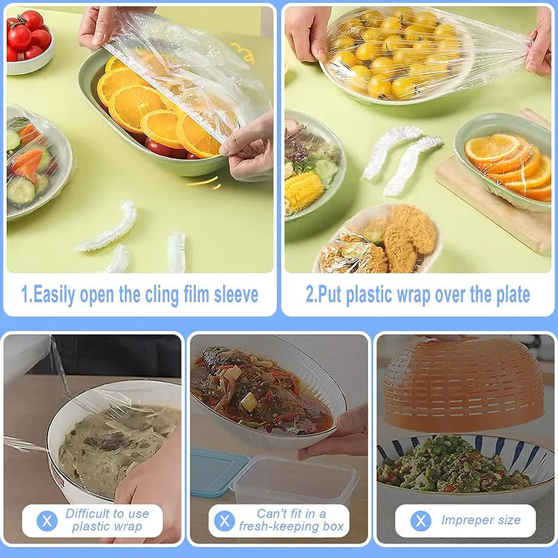 100Pcs Disposable Plastic Food Wrap