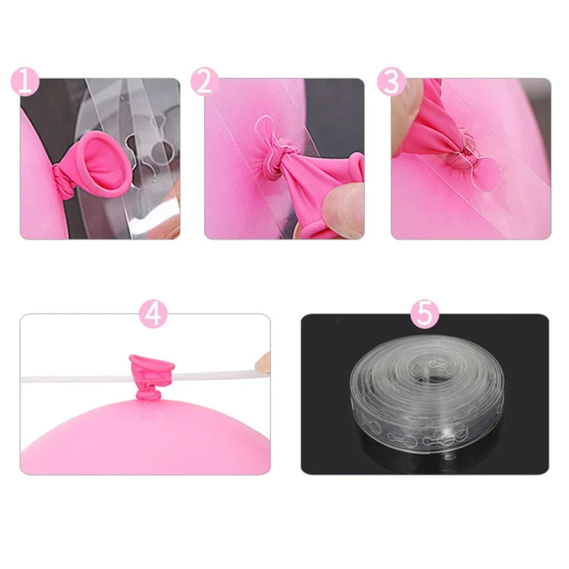 Balloon Decorating Strip Connect Chain DIY Balloon Arch Strip Tape Plastic 5M