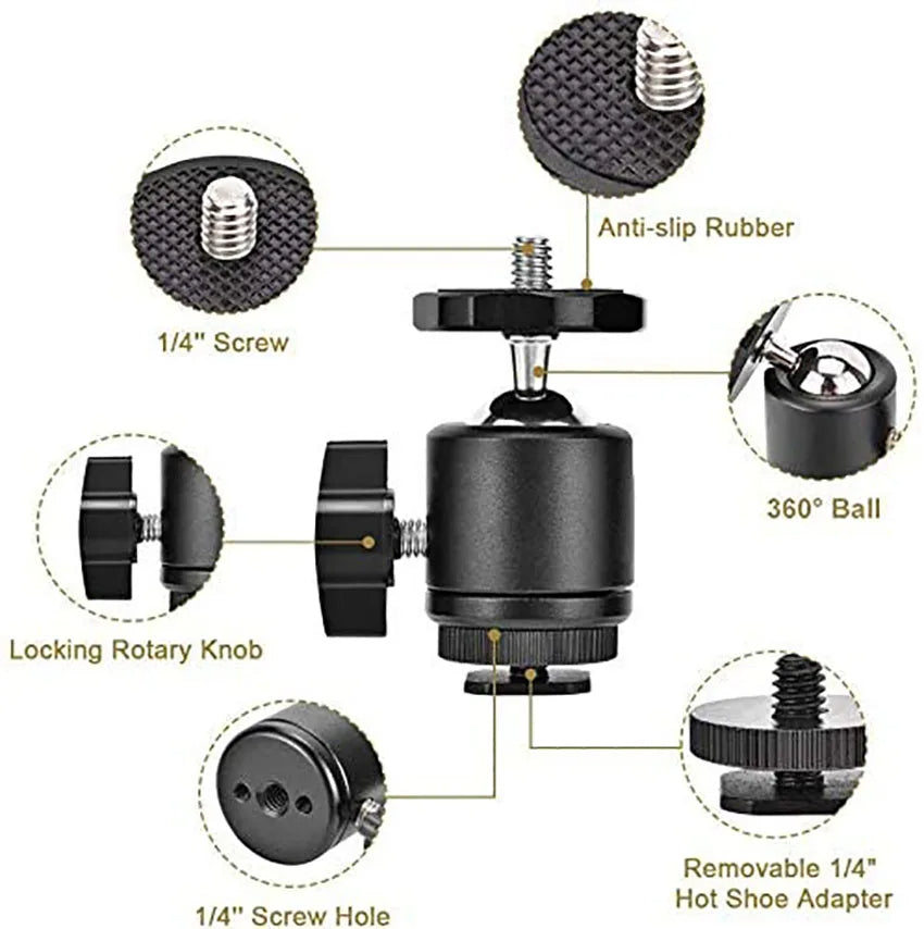 Aluminum Mini Tripod Head Ball with 1/4"