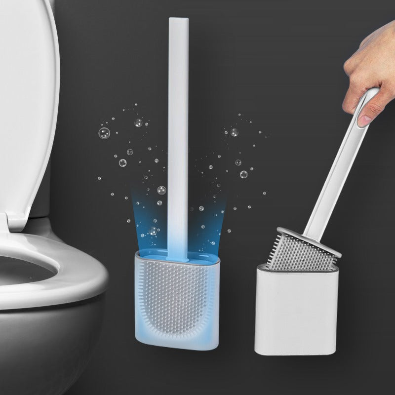 Silicone Toilet Brush With Wall Mounting Sticker ABS Plastic