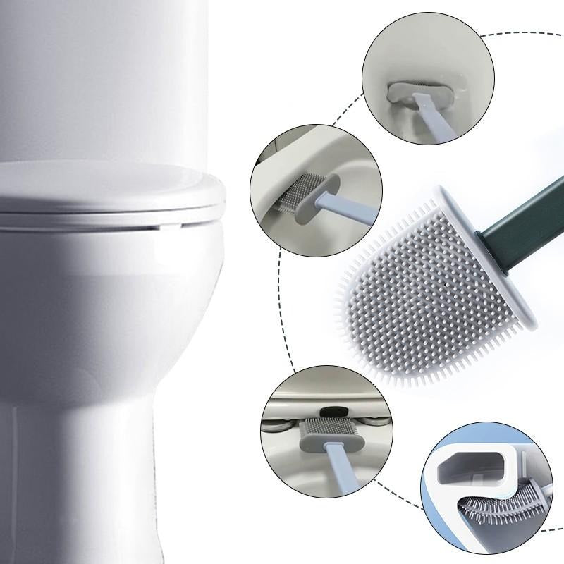 Silicone Toilet Brush With Wall Mounting Sticker ABS Plastic