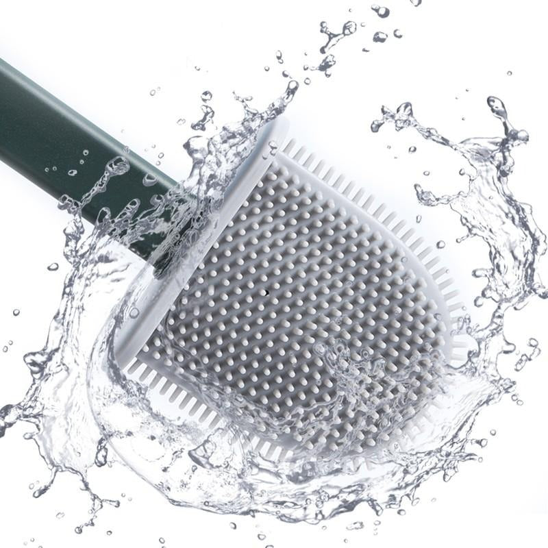 Silicone Toilet Brush With Wall Mounting Sticker ABS Plastic