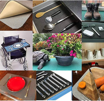 Non-Slip Mat, Grid Pattern PVC Non-Adhesive Grip Liner Shelf 45cmx 100cm