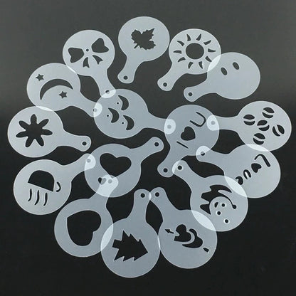 New 16 Pcs Pack Coffee Stencils molds chocolate filling cupcake barista decoration