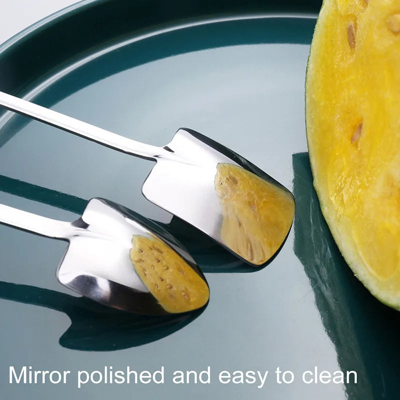 2Pcs/Set Stainless Steel Retro Shovel Spoon For Ice Cream Dessert Watermelon