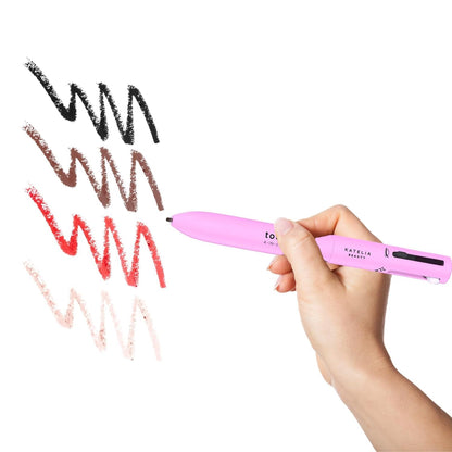 4 In 1 Makeup Pen Multifunctional Cosmetics Ballpoint Pens Waterproof Eyeliner Eyebrow Pencil Long-lasting Highlighter Stick