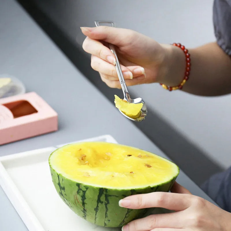 2Pcs/Set Stainless Steel Retro Shovel Spoon For Ice Cream Dessert Watermelon