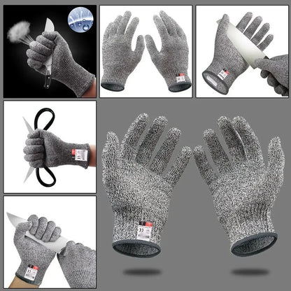 Pack of 3 Pair / Grade  5 Cut Resistant Gloves, Scratch Resistant HPPE Glass Cutting Safety Protection for Gardeners