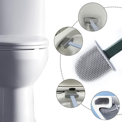 Silicone Toilet Brush With Wall Mounting Sticker ABS Plastic